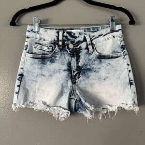 Vervet Los Angeles Crossover Waist Acid Wash Cutoff Shorts‎